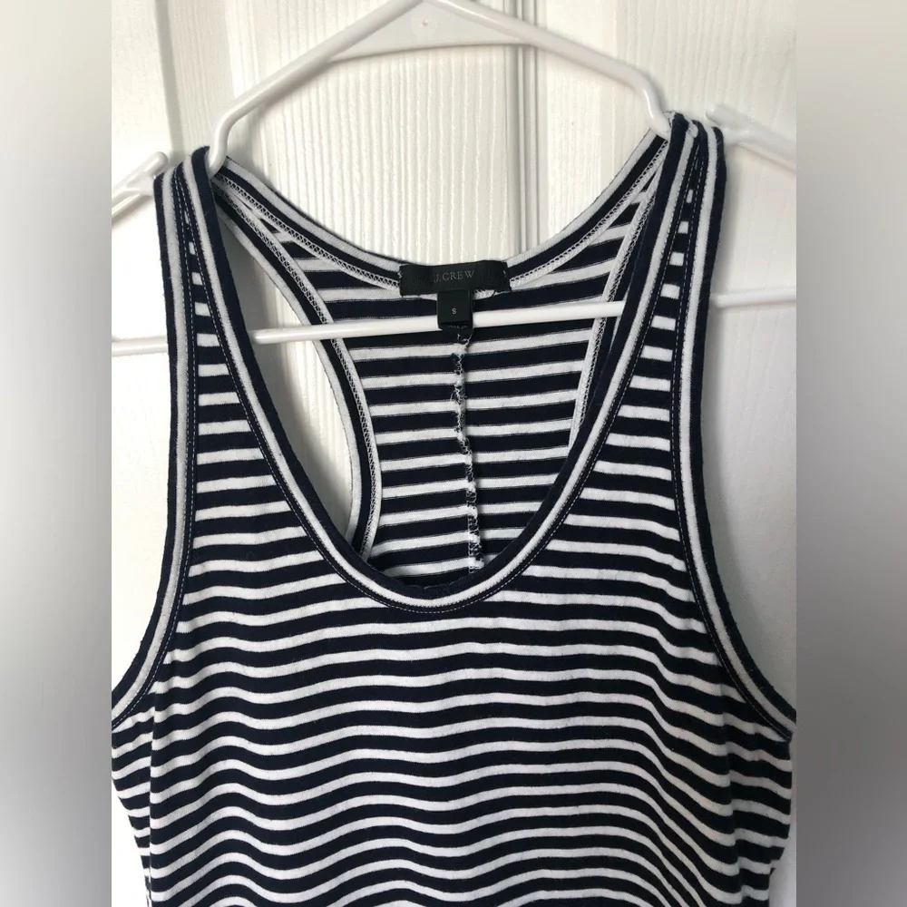 J Crew Navy & White Nautical Striped Racerback Tank Dress Size Small